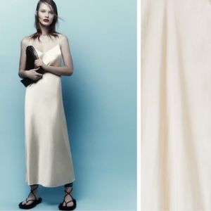 NWT. Zara Cava Satin Effect Camisole V-neck Midi Dress. Size M.